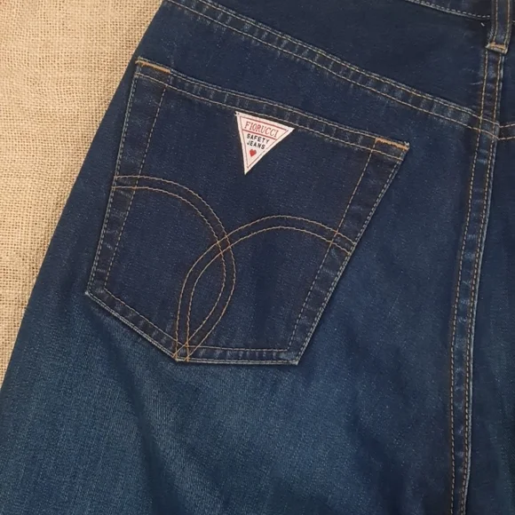 Fiorucci Vintage 90s Blue Jeans Size 11 approx 10 12 Button Fly Safety J… - Picture 8 of 8